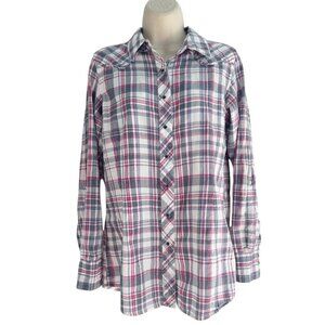 Ariat Women's Sz L Fitted Snap Front Western Shirt Embroidered Embellished Back